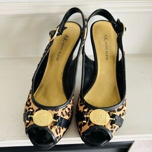 Anne Klein Brown and Black Heels with Animal Print